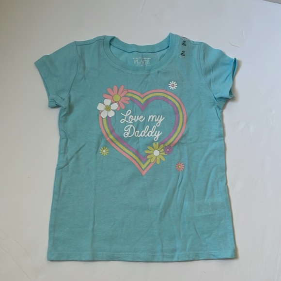 The Children Place graphic tee, blue splash , size 4T. Heart with LOVE MY DADDY - Picture 4 of 17